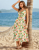 Load image into Gallery viewer, GRACE KARIN 2026 Women's Spaghetti Vacation Sundress Summer Beach Flowy Boho Floral Maxi Dresses with Pockets White Blue Floral M
