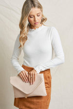 Load image into Gallery viewer, FashionPuzzle X-Large Envelope Clutch Bag with Chain Strap (Light Pewter)
