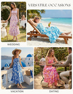 Load image into Gallery viewer, GRACE KARIN Women's 2026 Summer Floral Boho Dress Square Neck Strapped Swing A Line Sundress Beach Long Maxi Outfits Green Leaf M
