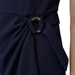 Load image into Gallery viewer, DKNY Women&#39;s Flutter Sleeve Faux Wrap Dress with Hardware, Spring Navy, 2
