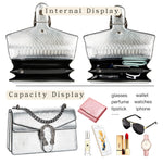 Load image into Gallery viewer, DEEPMEOW Crossbody Shoulder Evening Bag for Women - Snake Printed Leather Messenger Bag Chain Strap Clutch Small Square Satchel Purse（Silver）
