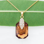 Load image into Gallery viewer, Navachi 18k Gold Plated Square Browm Zircon Az6041 Pendant Necklace 16"+2"
