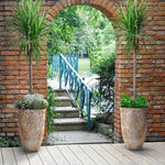 Load image into Gallery viewer, Worth 9 Gallon Tall Round Planters Set of 2-14&quot; Dia x 21&quot; H Stone Finish Flower Pots Indoor Decorative Container Garden Patio Unbreakable Beige
