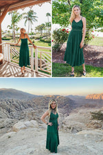 Load image into Gallery viewer, Dokuritu Womens Dresses Beach Crochet Lace Maxi Dress Summer Spaghetti Strap Long Wedding Guest Dresses for Women Vacation Outfits 2024(DarkGreen,M)
