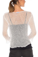 Load image into Gallery viewer, SHU-SHI Womens Sheer Shrug Tie Top Cardigan Lightweight Knit,White,One Size
