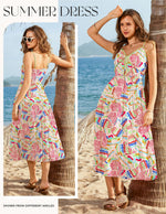 Load image into Gallery viewer, GRACE KARIN 2026 Women's Spaghetti Vacation Sundress Summer Beach Flowy Boho Floral Maxi Dresses with Pockets Black Pink Floral M
