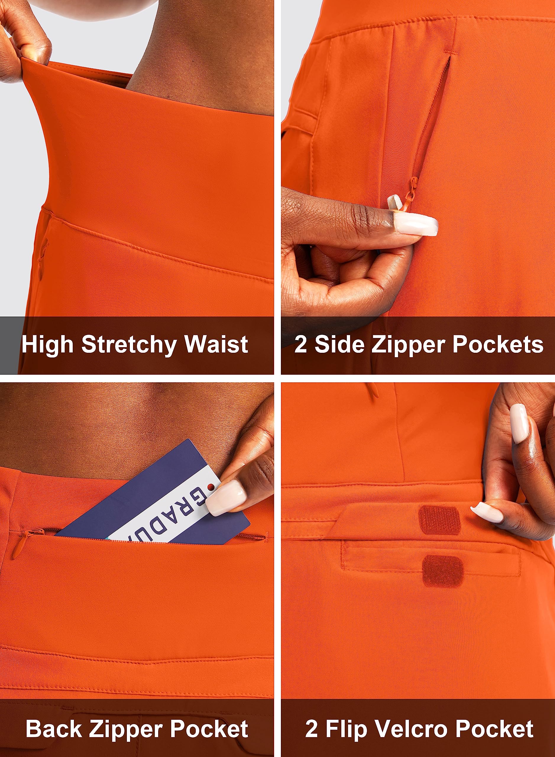G Gradual Golf Skorts Skirts for Women with 5 Pockets Women's High Waisted Lightweight Athletic Skirt for Tennis Running (Orange, X-Small)
