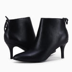 Load image into Gallery viewer, Womens Pointed Toe Heels Ankle Booties Kitten Stiletto Bowtie Strappy Fall Dress Boots Shoes
