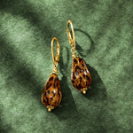 Load image into Gallery viewer, Ross-Simons Italian Leopard-Print Murano Glass Drop Earrings in 18kt Gold Over Sterling
