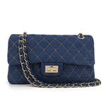 Load image into Gallery viewer, M-ioi-M Quilted Denim Crossbody Bags for Women, Chain Strap Shoulder Bags, Classic Medium Double Flap Purse, Gold Hardware Tote Bags, Trendy Designer Retro Jean Purse, Everyday Handbags (Blue, Medium)
