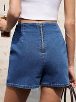 Load image into Gallery viewer, ANRABESS Jean Skorts for Women High Waisted Side Slit Summer Casual Mini Skirts Y2K Trendy Stretch Denim Shorts Deep Blue Medium
