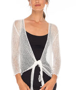 Load image into Gallery viewer, SHU-SHI Womens Sheer Shrug Tie Top Cardigan Lightweight Knit,White,One Size
