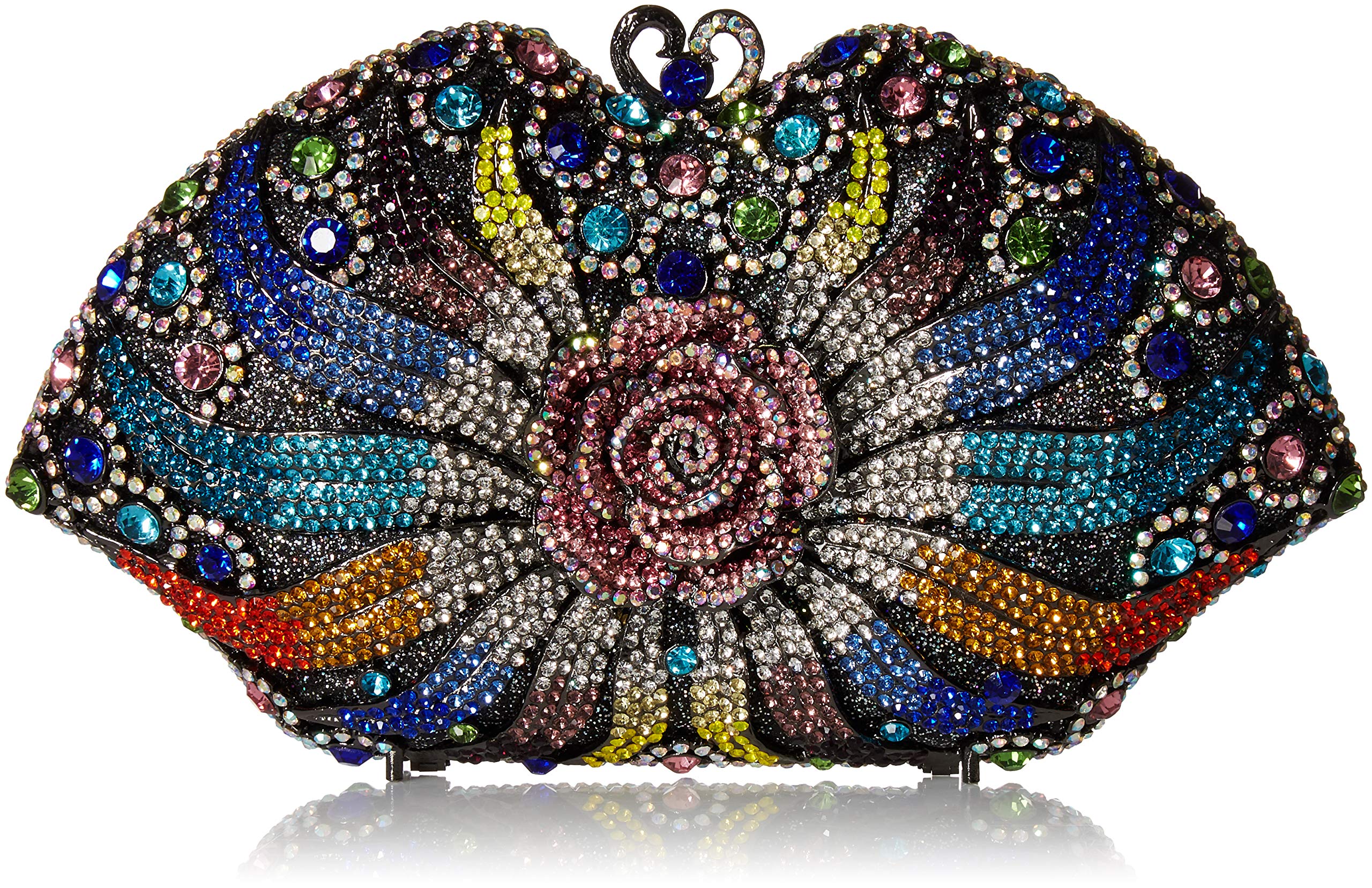 MOSSMON Formal 3D Flower Rhinestone Crystal Clutch Evening Wedding Bag For Women